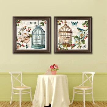 法式田园风格挂画 美式花鸟蝴蝶装饰画 欧式婚
