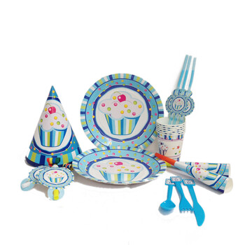 
                                        孩派 聚会用品 儿童生日派对用品 生日聚会 男孩蓝蛋糕主题套餐系列                