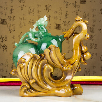 【福禄招财】招财客厅葫芦貔貅摆件 家居装饰品办公室工艺摆件 风水创意 开业结婚礼品 大号 绿葫芦