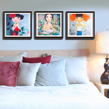 
                                        悦嘉睿智 客厅装饰画餐厅画卧室挂画沙发背景墙画 潮女系列简约装饰画 50*50 呆萌潮女 40*40                
