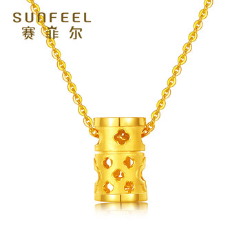 赛菲尔万足金吊坠 签筒黄金吊坠 求爱上上签黄