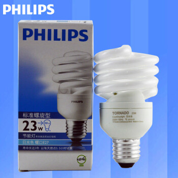 飞利浦PHILIPS  节能灯泡 螺旋型 三基色 E27大螺口 23w 日光色(白光)
