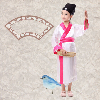 元旦儿童古装幼儿园书童汉服三字经舞蹈男女童