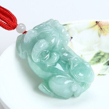 FC 碧玉 缅甸冰糯种翡翠貔貅吊坠男款玉石挂件