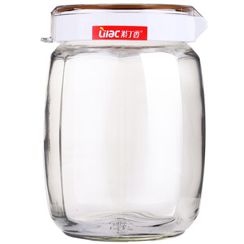 
                                        
                                                            紫丁香 1.5L玻璃防潮密封罐玲珑八角储物罐S91500（颜色随机发货）                