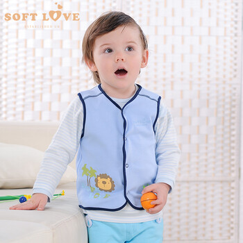 softlove0-3岁春秋季男女宝宝两面穿背心马甲婴