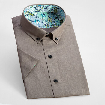 匹夫2016男士夏季亚麻衬衫男 短袖 修身休闲纯