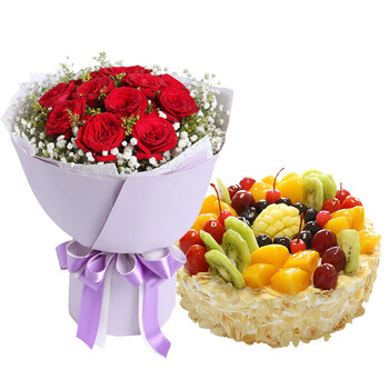 西西麦诺 【蛋糕鲜花11枝玫瑰花】生日蛋糕鲜花全国同城配送 市区2