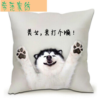 帝范 哈士奇抱枕3d柴犬搞怪狗头表情包单身狗二哈神烦狗单身狗抱枕