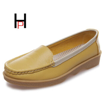 HEIXS秋季女鞋厚底鞋浅口单鞋妈妈鞋平底鞋女