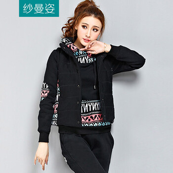 014秋冬新款韩版加绒加厚<em>女卫衣套装三件套</em>T