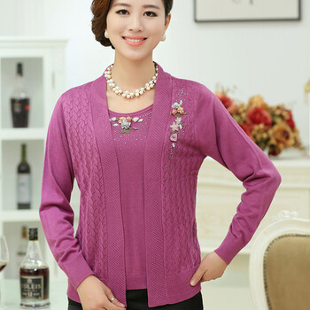 <em>中老年</em>女装 2014秋装新款妈妈装 <em>假两件套</em>针织