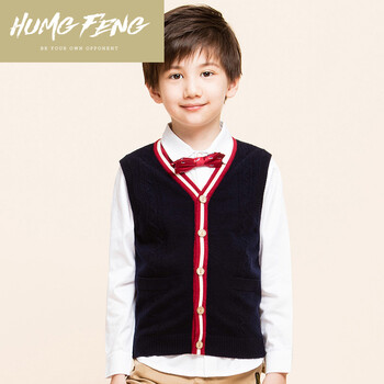 悍风2015秋冬毛开衫毛衣男童V领韩版背心加厚