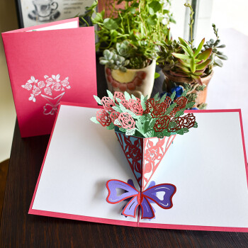 韩国创意立体贺卡3d爱情祝福卡婚礼情人节表白纪念卡片送女友 玫瑰