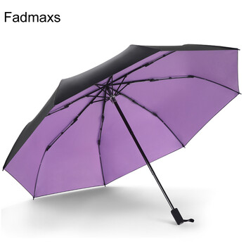 Fadmaxs太阳伞防紫外线遮阳伞女晴雨伞防晒小黑伞 米白色