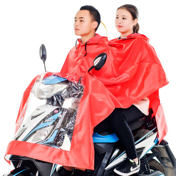 
                                        精骑士双人摩托车雨衣 加厚牛津布面料电动车摩托车雨衣 雨披 红色                
