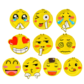 儿童纸盘画幼儿园手工diy制作材料包手工盘子纸杯贴纸画玩具 逗趣表情