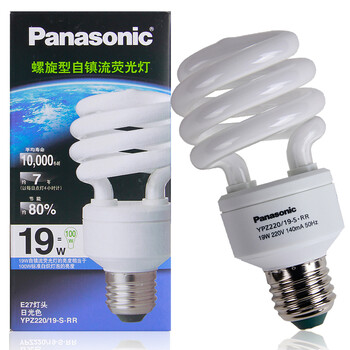 松下（Panasonic）螺旋型节能灯19W E27灯头 冷光/日光色 10支装