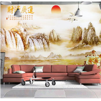 省心客厅无缝墙画中式大型壁画3d电视背景墙