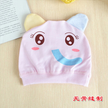 新生儿胎帽0-3个月男女宝宝睡眠帽子套头帽薄