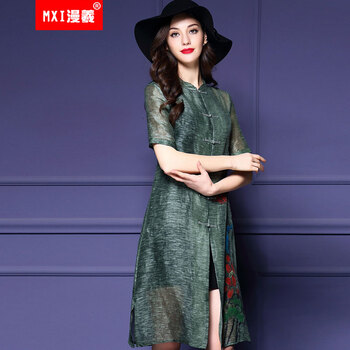 漫羲-2016夏装新款两件套宽松复古连衣裙 M9