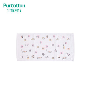 全棉时代（PurCotton）婴童纯棉纱布毛圈面巾 洗脸毛巾 1条 粉红沙滩