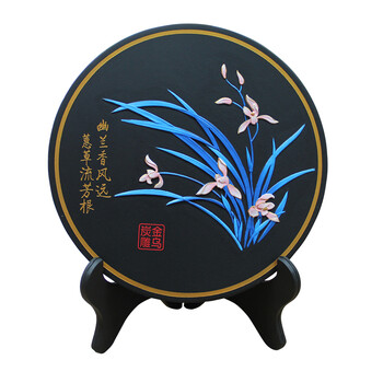 金乌炭雕 君子兰 送教师礼物 工艺品送老师实用创意礼物师恩摆件 蓝色D196