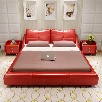 美好未来 床 现代简约软包皮床 1.8\/1.5米双人床