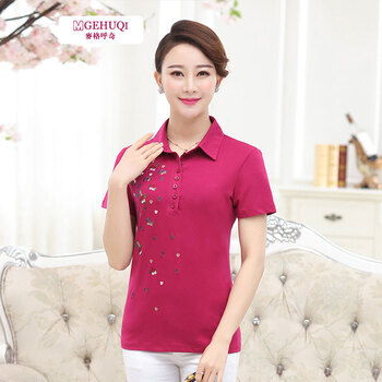 40-50岁 中老年女装夏季新款妈妈装短袖上衣大