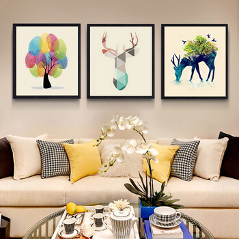 立客美 发财鹿北欧装饰画客厅餐厅现代简约壁