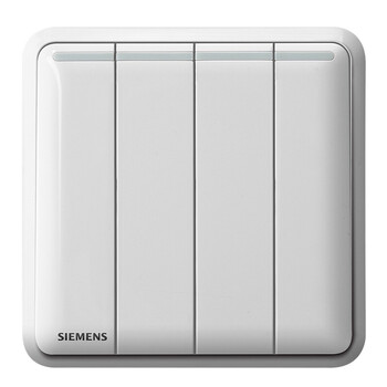 西门子(SIEMENS)开关插座皓睿四开双控带荧光开关面板  玉釉白