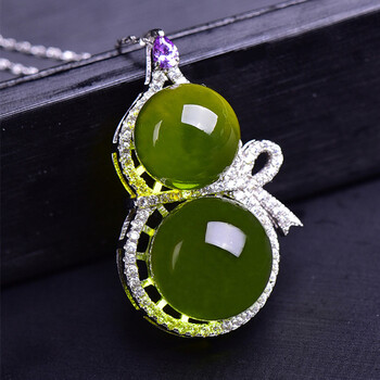 辉梦珠宝 蓝珀吊坠 925银镶嵌 含银项链 葫芦挂