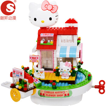 凯蒂猫拼装积木音乐花店 益智模型过家家Hello