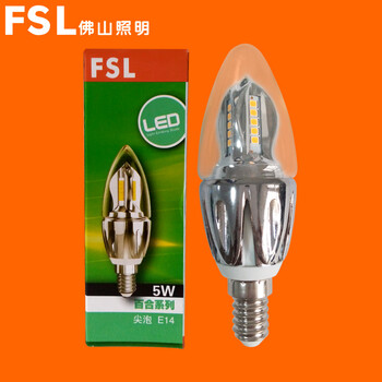 佛山照明 fsl led灯泡 节能灯具 尖泡 5W e14小螺口 百合系列 黄光