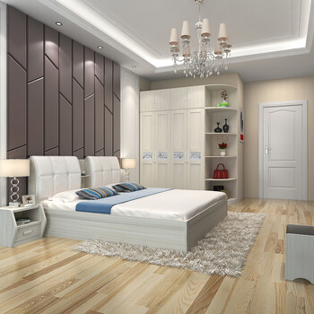 木月卧室成套家具4件套 简约现代双人床衣柜床