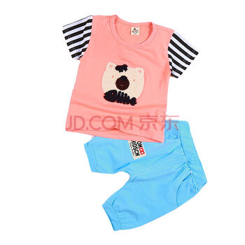 0-1-2岁女宝宝套装 卡通短袖两件套 男童小童夏
