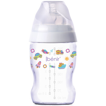 清素(benir)初生婴儿宽口玻璃奶瓶 250毫升 小汽