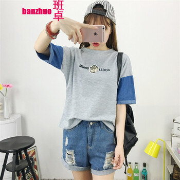 班卓少女装刺绣短袖t恤女学生夏天衣服潮闺蜜