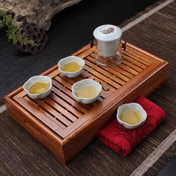 
                                        永丰祥整套茶具茶盘套装紫砂茶壶汝窑功夫茶具 黑檀鸡翅实木茶台茶道玻璃茶杯YFX799 A款花梨盛水红茶泡                