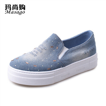 玛尚购-2016夏季新款欧美范时尚简约帆布鞋水