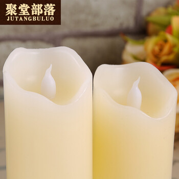 
                                        聚堂部落（jutangbuluo） 不规则波浪口led电子蜡烛灯酒吧会所浪漫装饰电子蜡烛 白色外壳黄色灯光 直径5X16cm                
