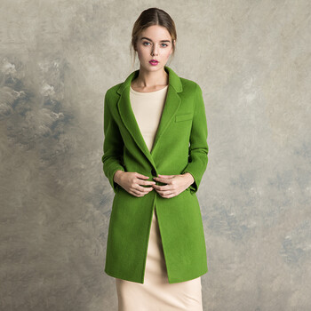 慕竹女装欧洲站2014秋冬新款双面羊绒大衣高