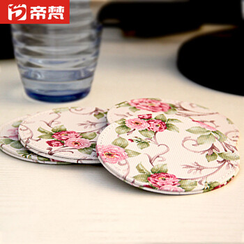茶杯垫隔热垫碗垫田园粉花套装促销6pcs/套11cm