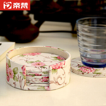 茶杯垫隔热垫碗垫田园粉花套装促销6pcs/套11cm