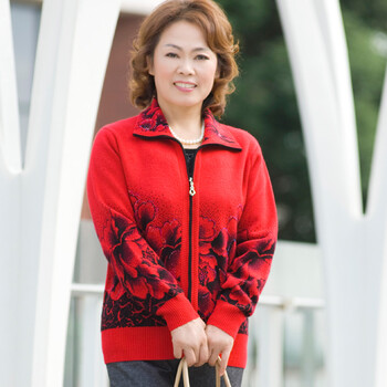 奢香秋冬新款女装<em>羊毛衫开衫</em>中老年<em>女士</em>毛衣大