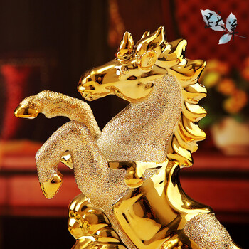 
                                        跃洋 景德镇陶瓷器创意工艺品动物生肖马吉祥摆件现代简约家居摆设客厅电视柜酒柜装饰品 立马有钱                