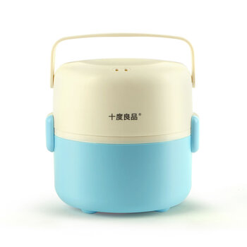 十度良品 电热饭盒 SD-933升级款不锈钢 加热饭盒 电饭盒 蒸煮饭盒 蓝色
