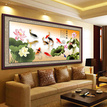 晨轩100%精准印 富贵有余图新款十字绣 货号KS客厅风景大画 9CT精准印花棉线 2.6米