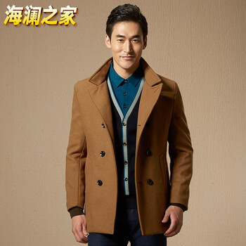 <em>海澜之家男装</em> 2014冬季新品纯色双排扣羊毛呢