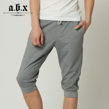 abx运动七分裤<em>男</em>夏季<em>休闲</em>修身<em>短裤子</em> 中裤<em>男</em>韩